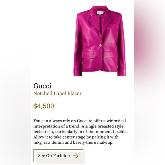 RARE Gucci women pink lamb leather blazer jacket - Picture 4 of 12